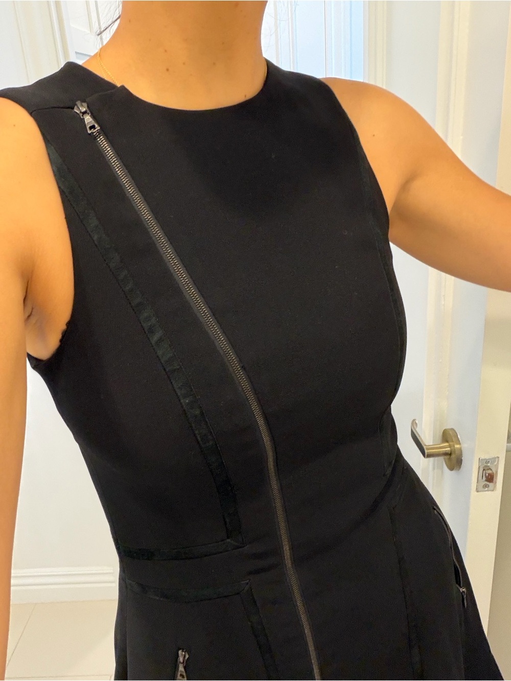 rag & bone Black Sleeveless Mini Dress with Asymmetrical Zip - Beverly Hills Exc